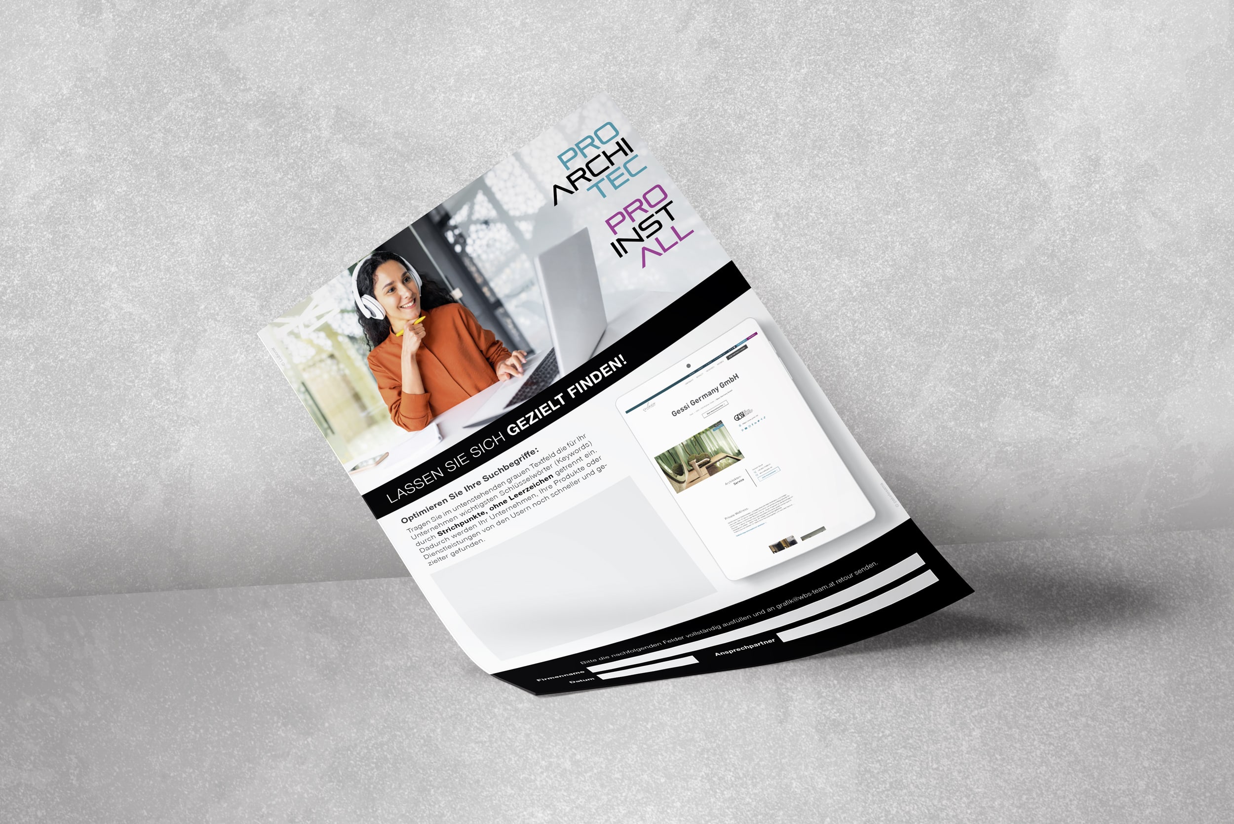 Foto Mockup Keywordliste für B2B-Firmendetailseite