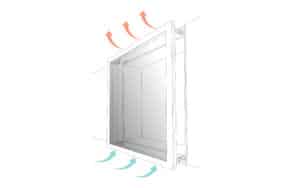 KDM Innovation zeigt die Visualisierung der Öffnung durch Schieben und die dadurch entstehende Lüftung Dank Movista Fensterbeschlägen.