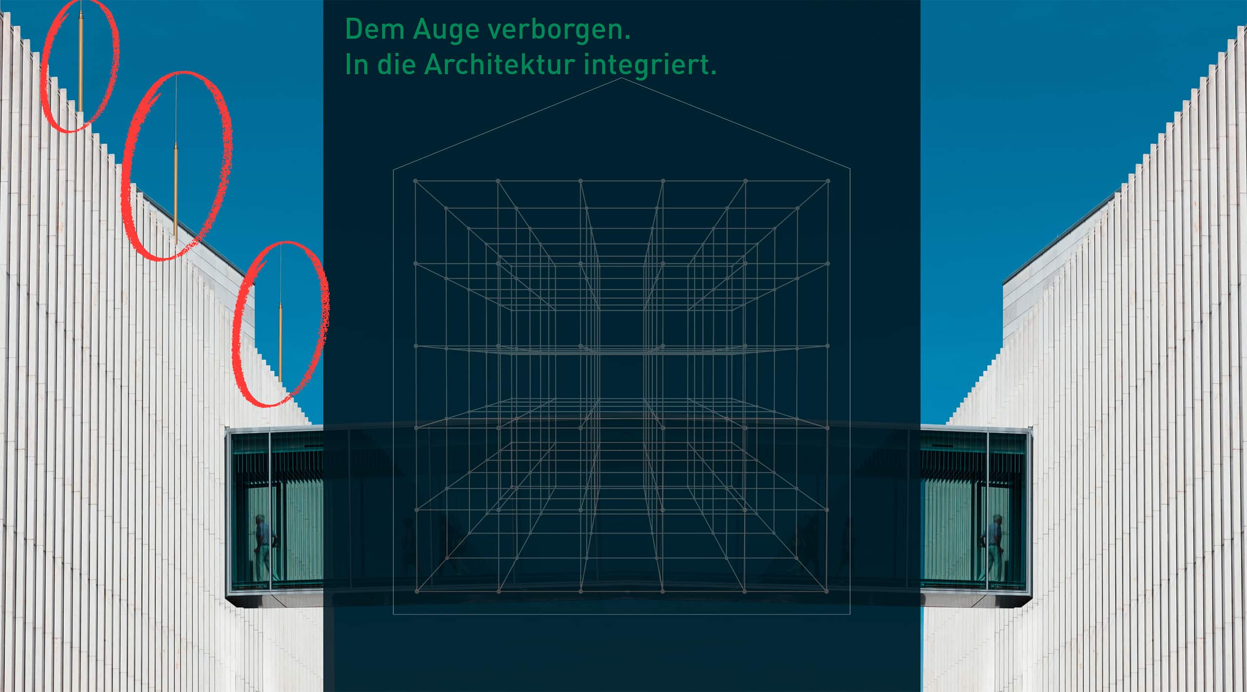 Oö. Blitzschutzgesellschaft zeigt die Visualisierung eines unsichtbaren Blitzschutzes.