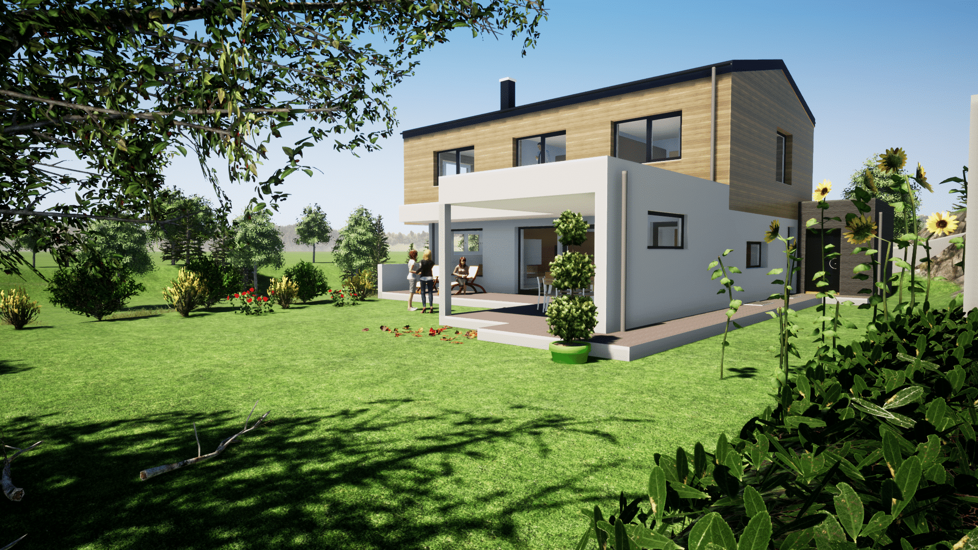 3D Visualisierung eines neuen Einfamilienhauses von Planco.