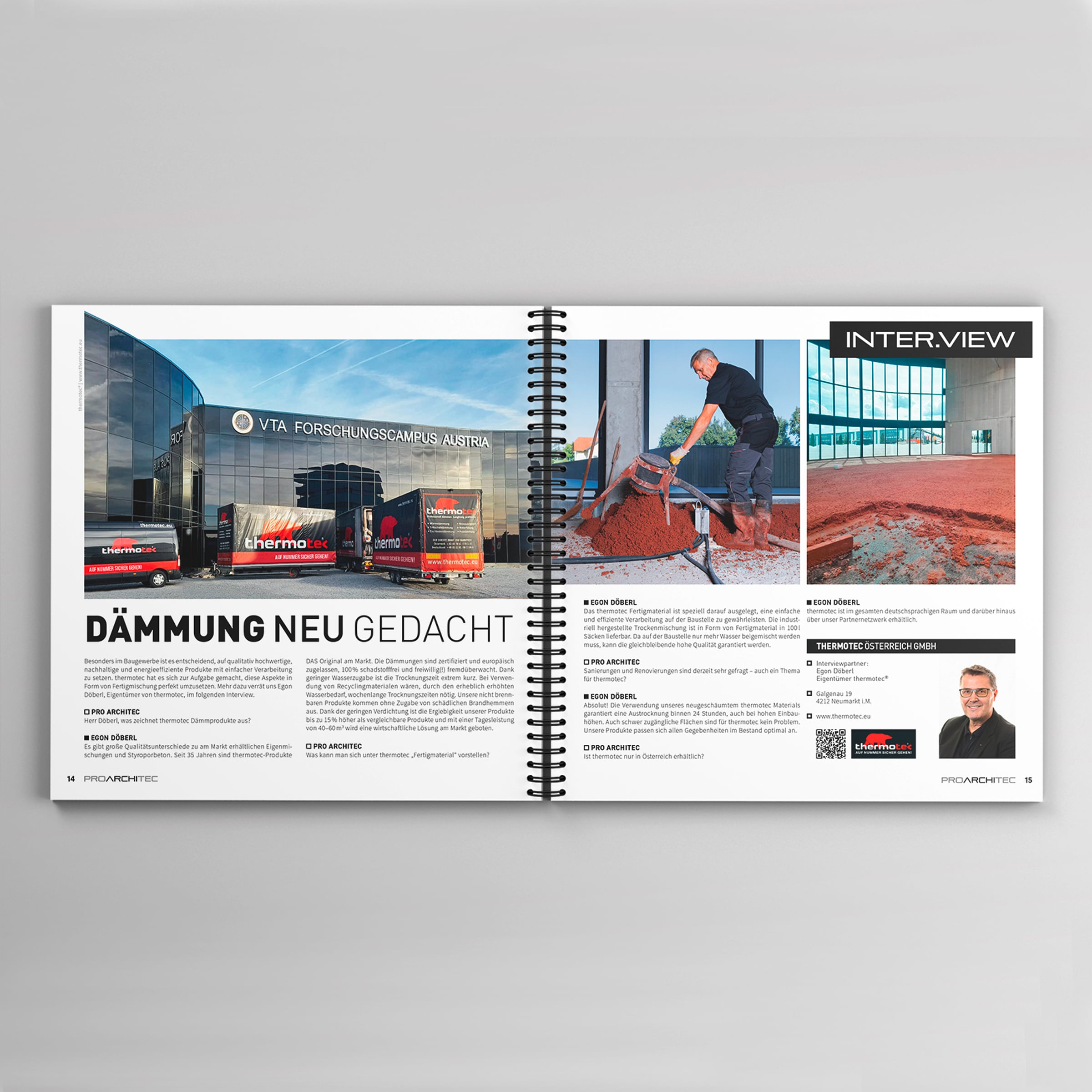 Interview Doppelseite im B2B Medium pro ArchiTec.