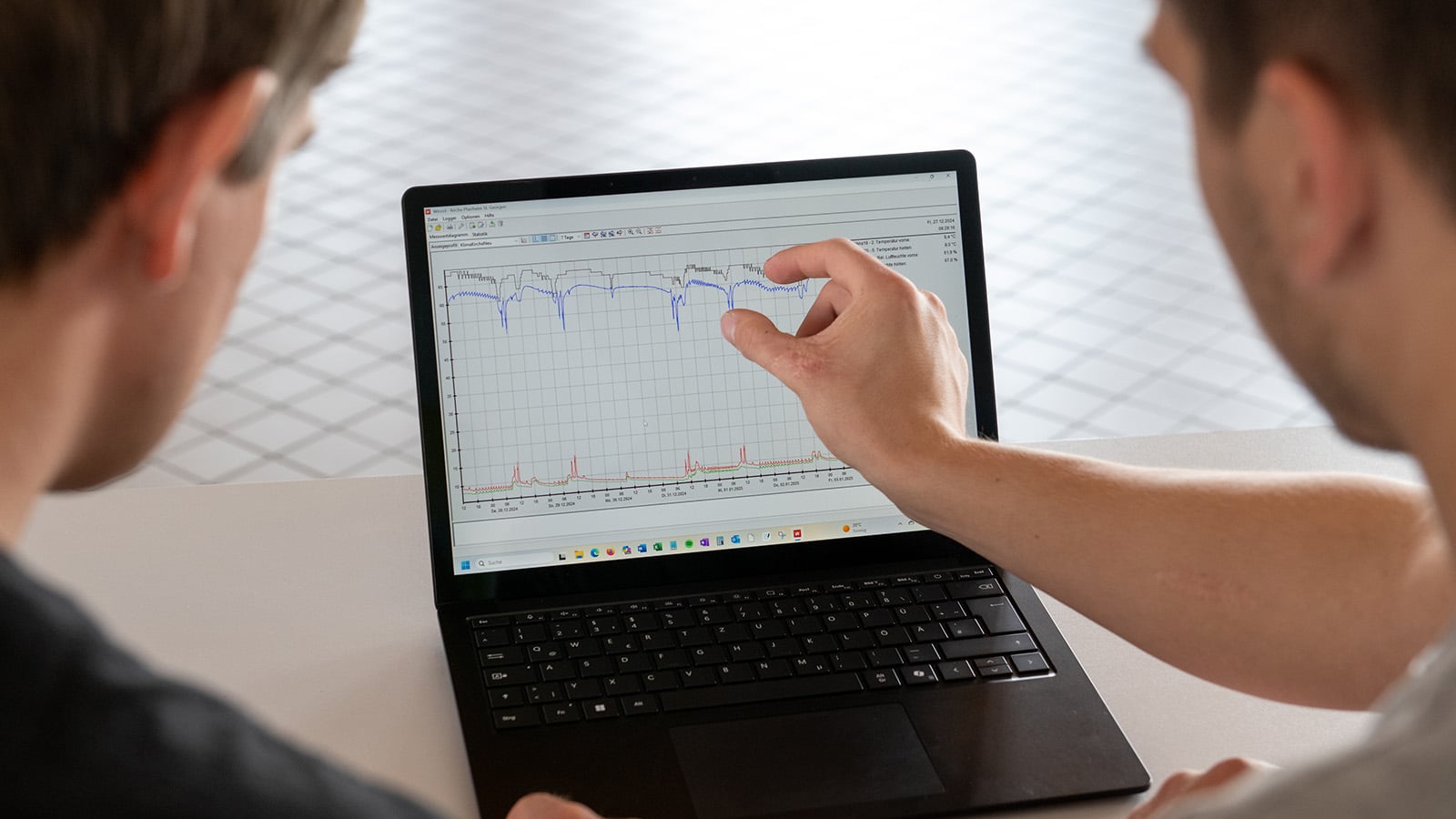 Technische Alternative RT präsentiert die Datenauswertung der Heizungsanlage in einer Kirche.